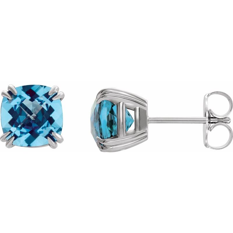 Cushion Double Claw-Prong Stud Earrings
