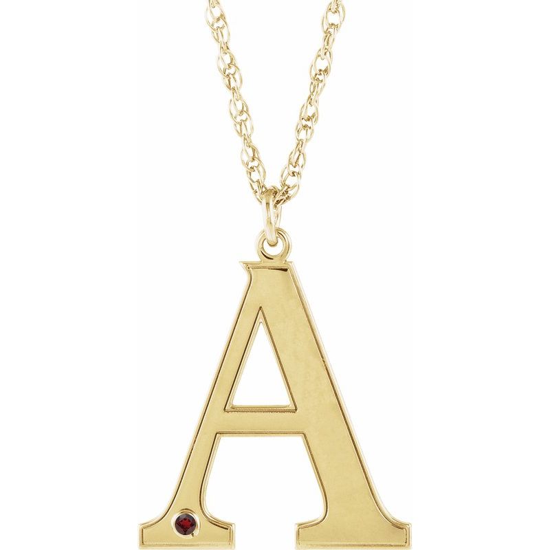 Engravable Accented Initial Necklace