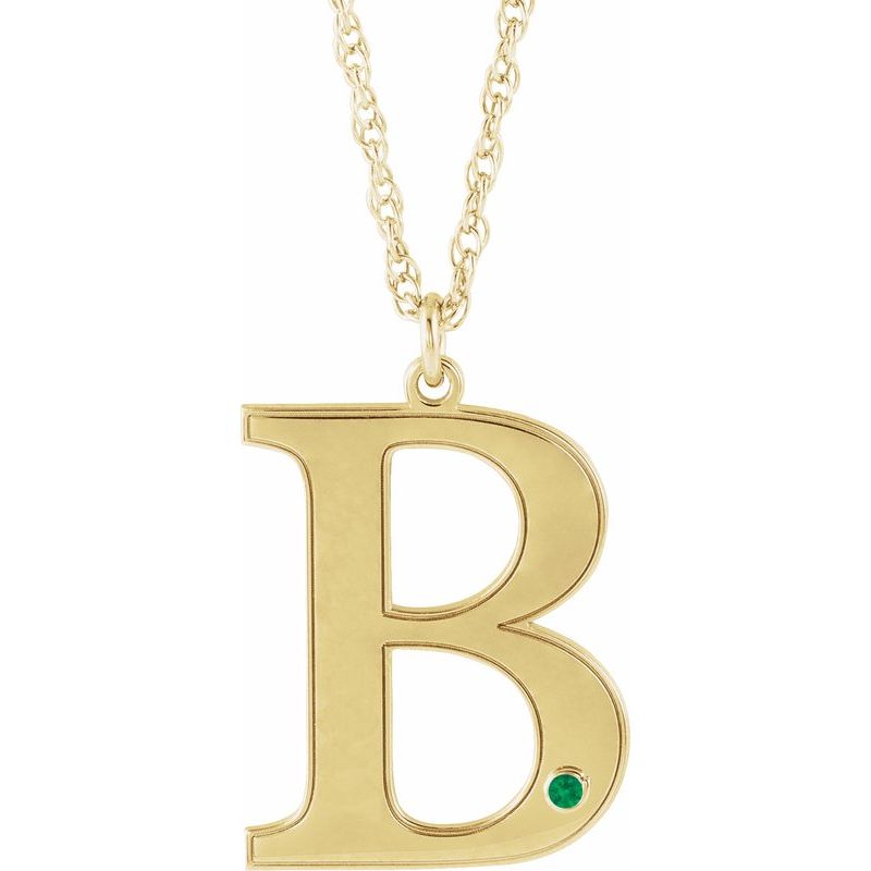 Engravable Accented Initial Necklace
