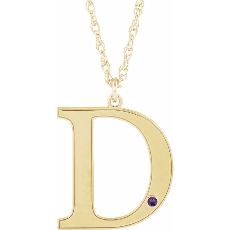 Engravable Accented Initial Necklace