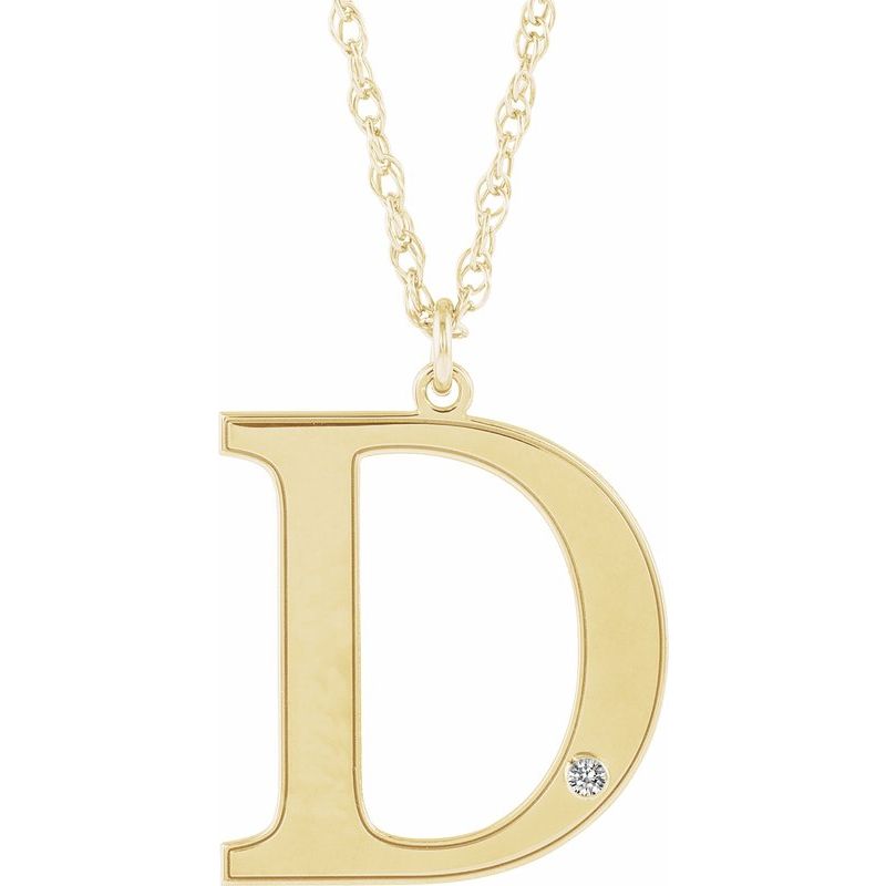 Engravable Accented Initial Necklace