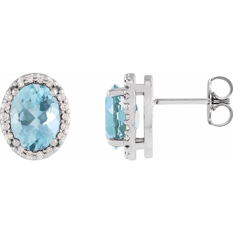 Oval 4-Prong Halo-Style Low Stud Earring