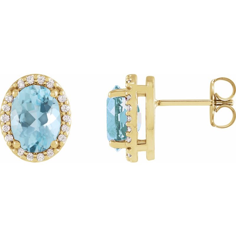 Oval 4-Prong Halo-Style Low Stud Earring