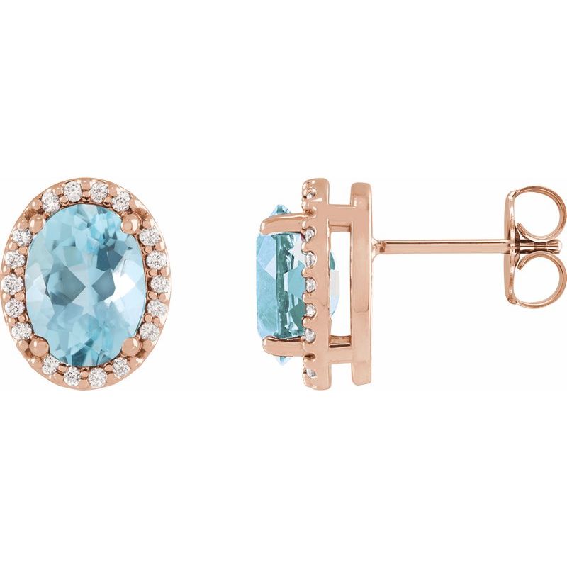Oval 4-Prong Halo-Style Low Stud Earring