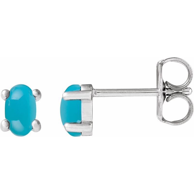 Oval 4-Prong Cabochon Earrings