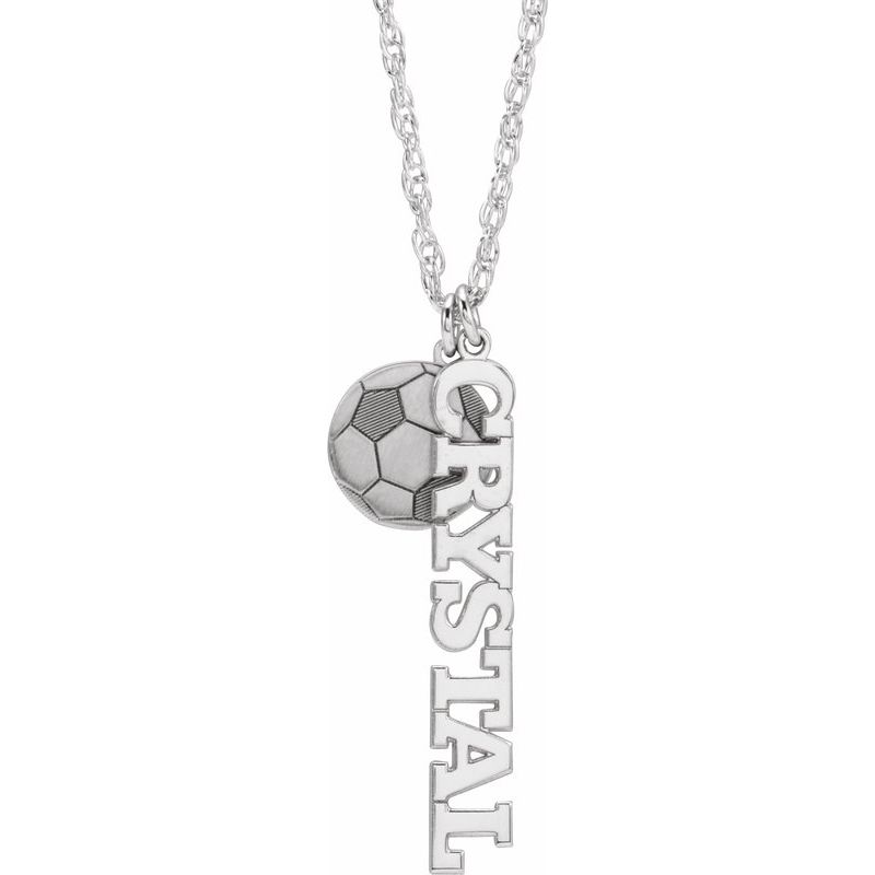 Sports Ball & Nameplate Necklace