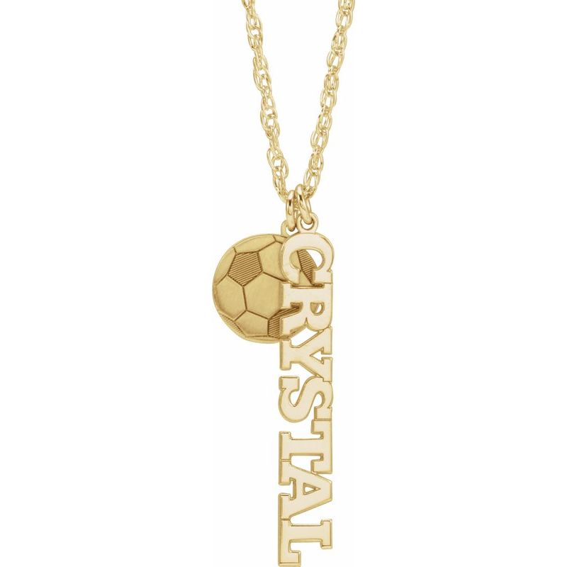 Sports Ball & Nameplate Necklace