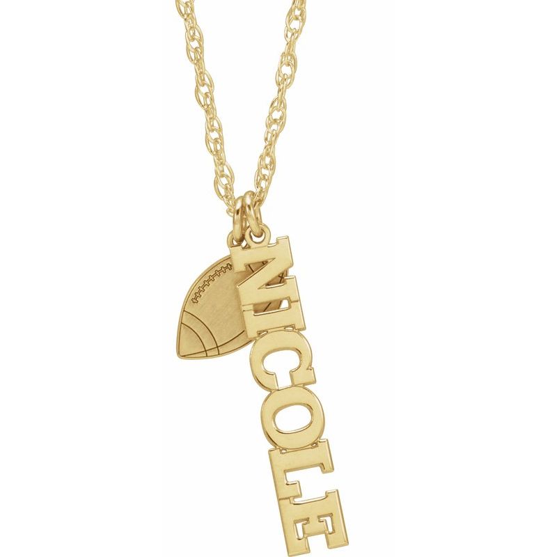 Sports Ball & Nameplate Necklace