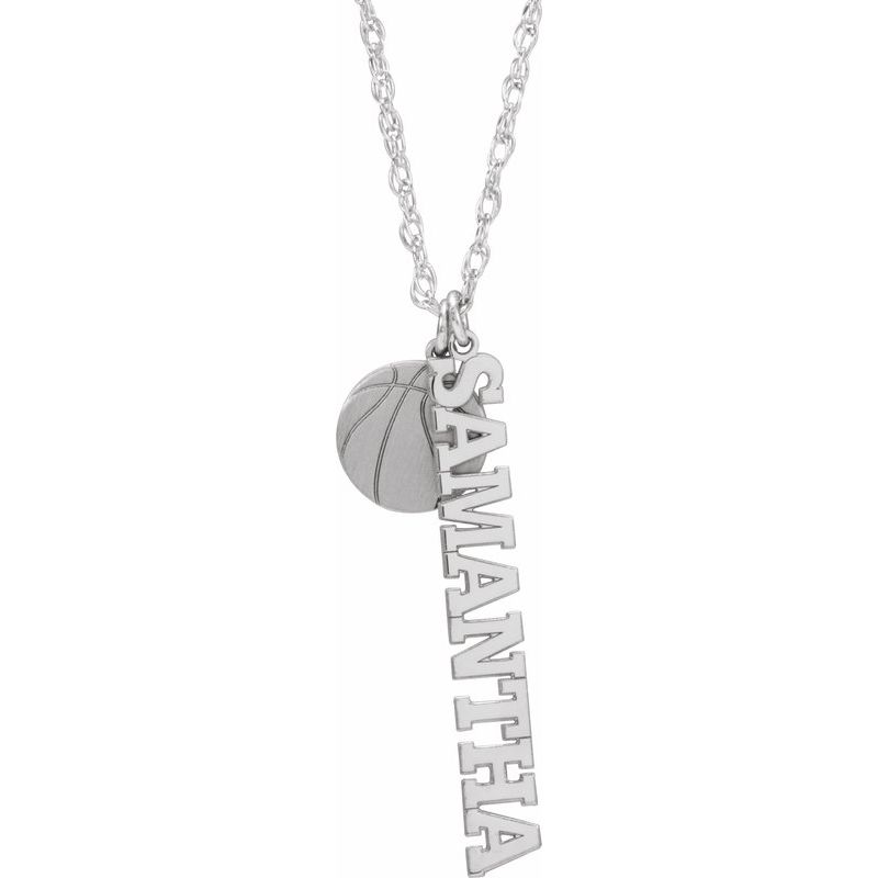 Sports Ball & Nameplate Necklace