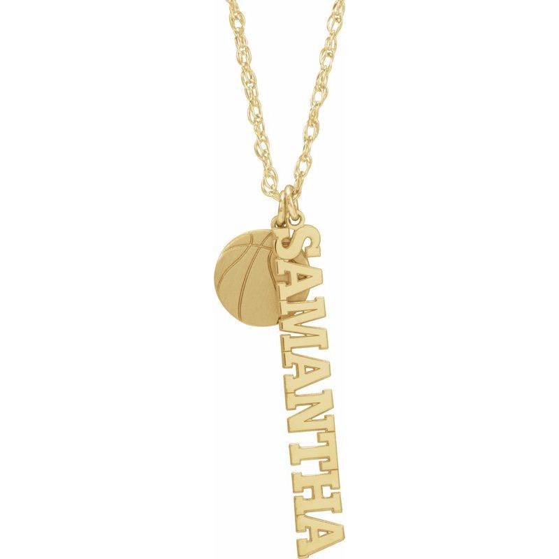Sports Ball & Nameplate Necklace
