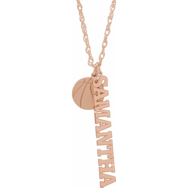Sports Ball & Nameplate Necklace