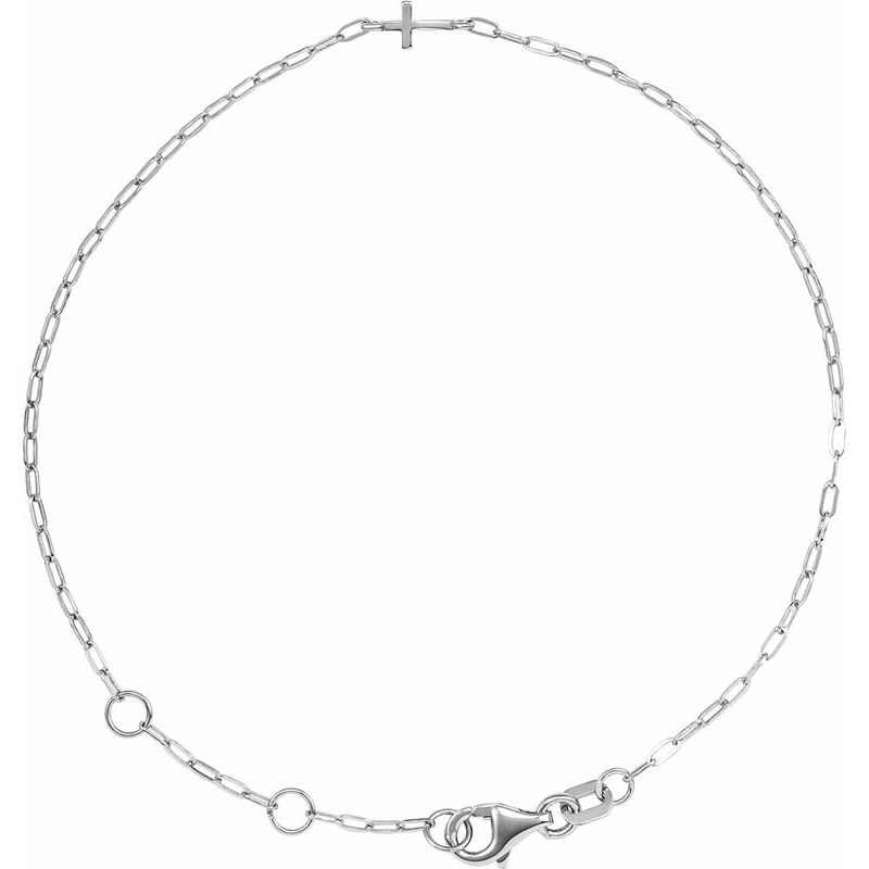 Sideways Cross Paperclip-Style Chain Bracelet