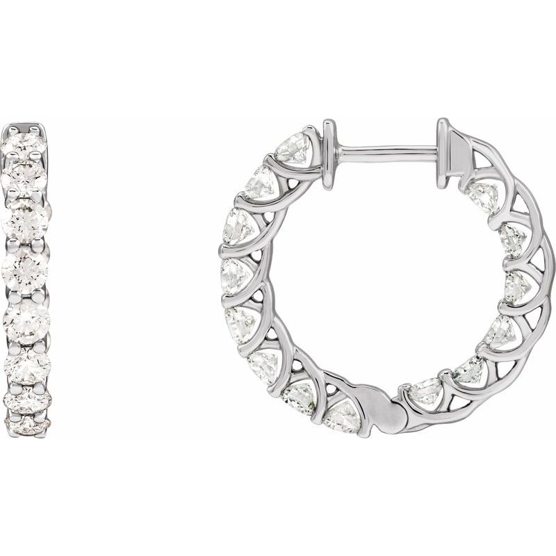 2 1/5 ctw Diamond Inside-Outside 19.7 mm Hoop Earrings