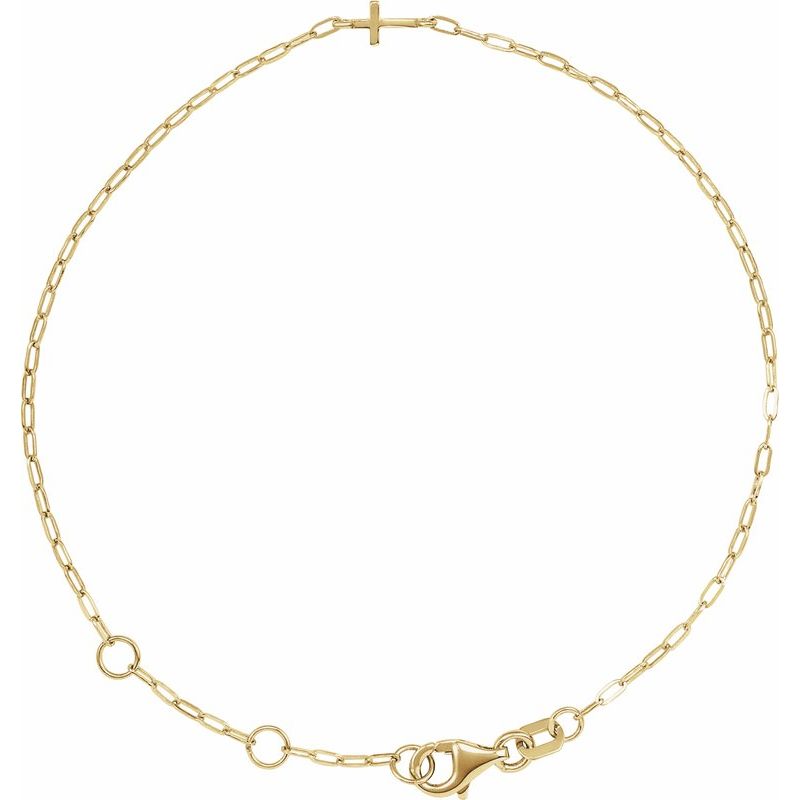 Sideways Cross Paperclip-Style Chain Bracelet