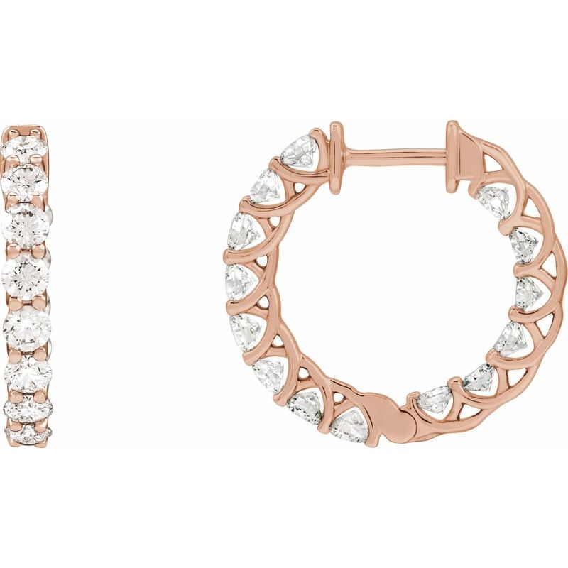 2 1/5 ctw Diamond Inside-Outside 19.7 mm Hoop Earrings