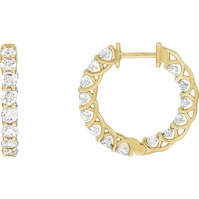 2 1/5 ctw Diamond Inside-Outside 19.7 mm Hoop Earrings
