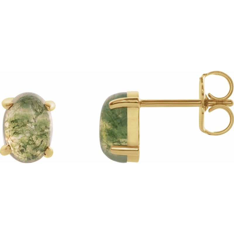 Oval 4-Prong Cabochon Earrings