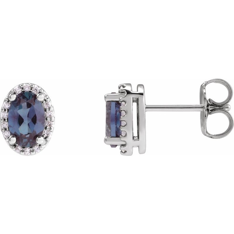Oval 4-Prong Halo-Style Low Stud Earring