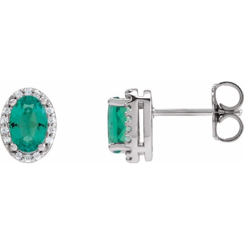 Oval 4-Prong Halo-Style Low Stud Earring