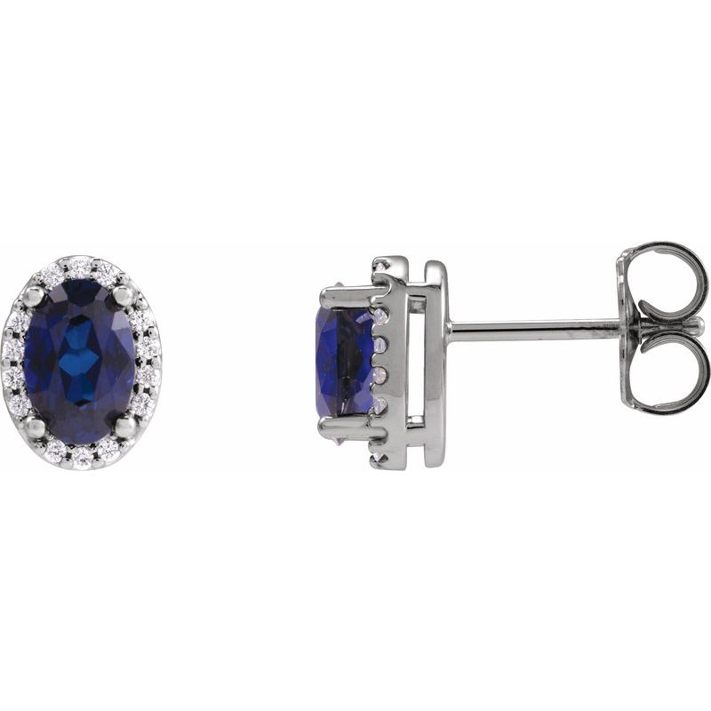 Oval 4-Prong Halo-Style Low Stud Earring