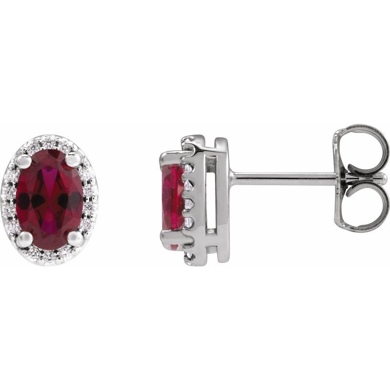 Oval 4-Prong Halo-Style Low Stud Earring