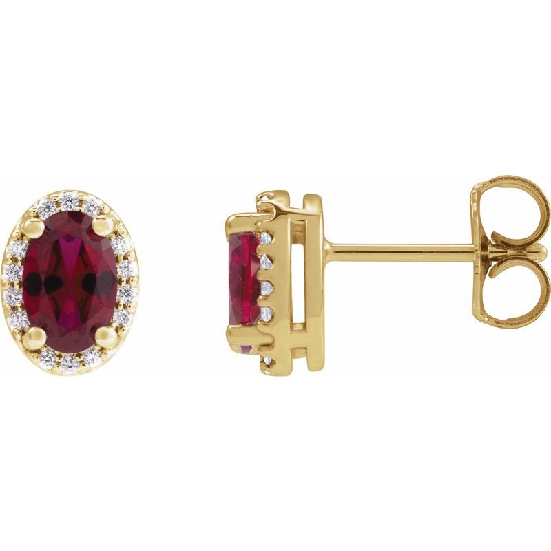 Oval 4-Prong Halo-Style Low Stud Earring