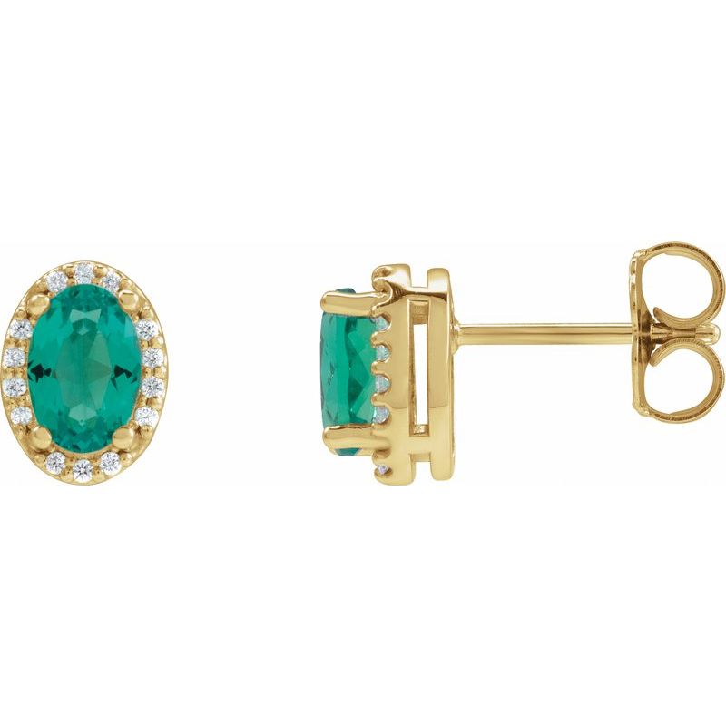 Oval 4-Prong Halo-Style Low Stud Earring