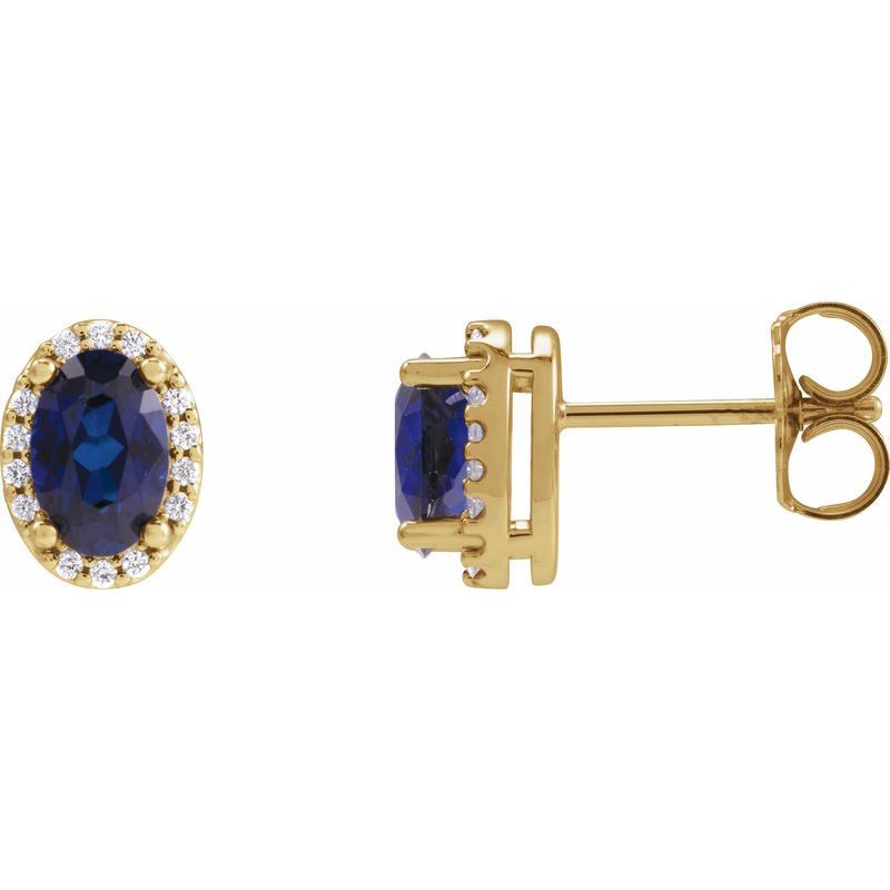 Oval 4-Prong Halo-Style Low Stud Earring