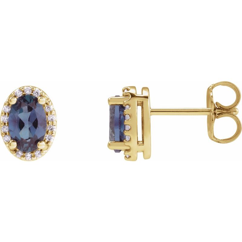 Oval 4-Prong Halo-Style Low Stud Earring