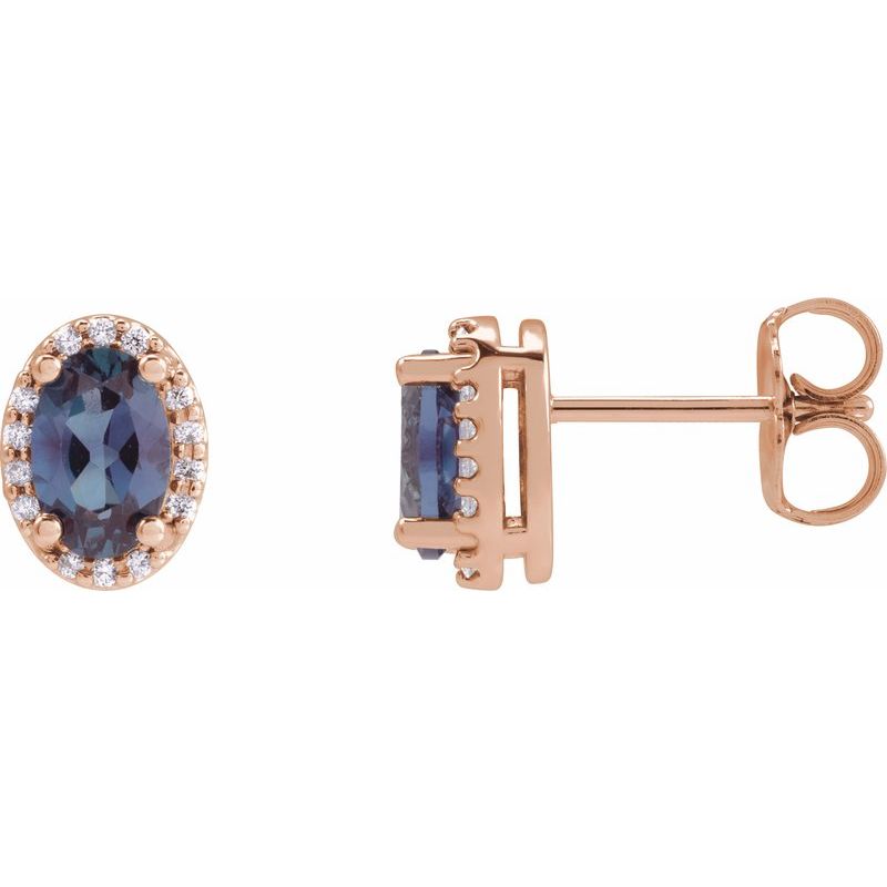 Oval 4-Prong Halo-Style Low Stud Earring