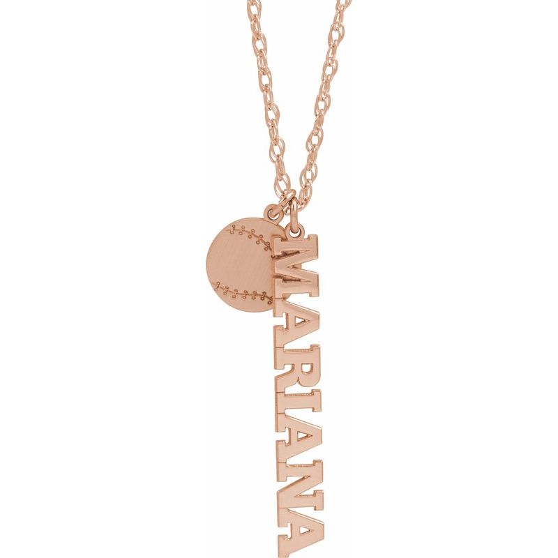 Sports Ball & Nameplate Necklace