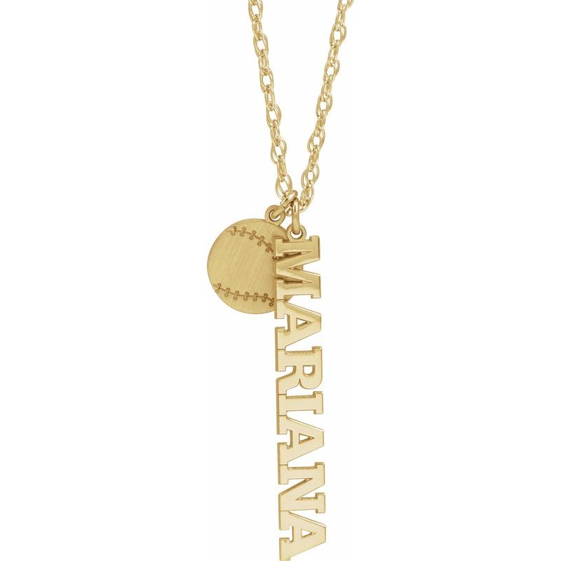 Sports Ball & Nameplate Necklace