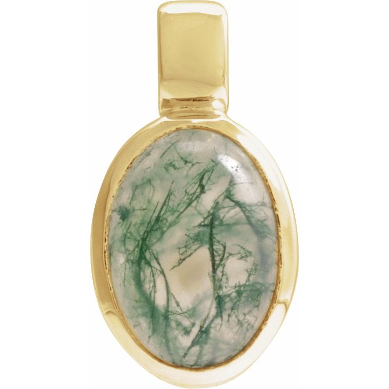 Oval Bezel-Set Cabochon Charm/Pendant