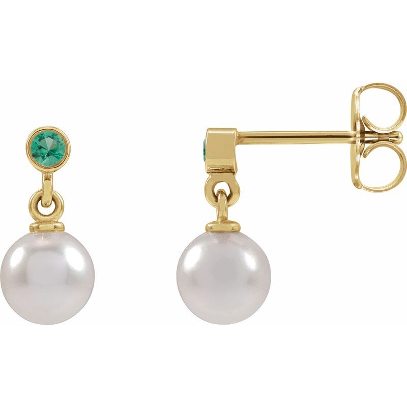 Accented Pearl Earrings — Cultured White Akoya