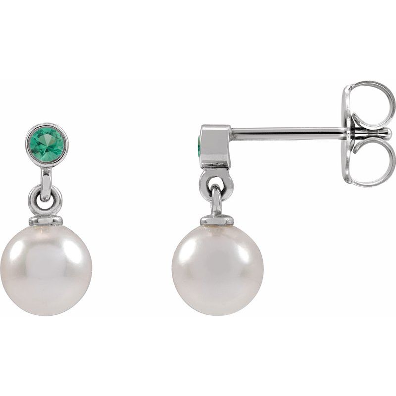 Accented Pearl Earrings — Cultured White Akoya