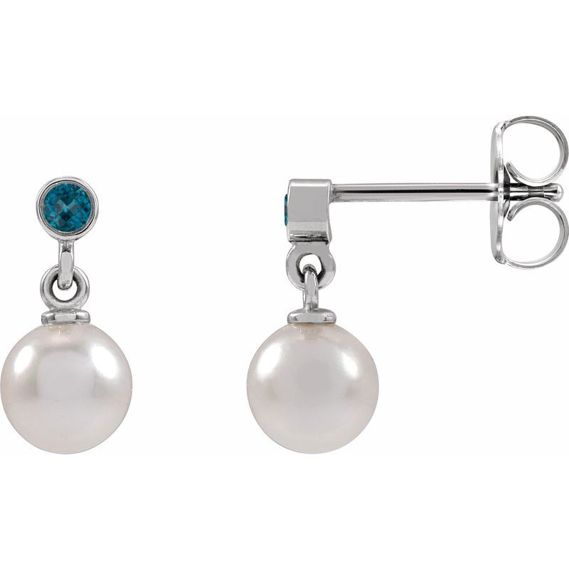 Accented Pearl Earrings — Cultured White Akoya