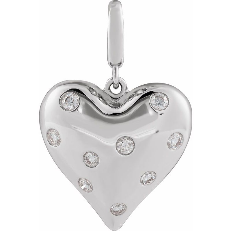 Accented Puffed Heart Charm/Pendant