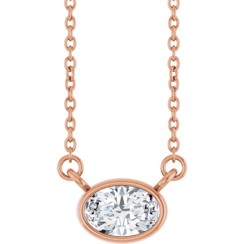 Bezel-Set Solitaire Necklace — Diamond 18″