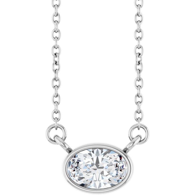 Bezel-Set Solitaire Necklace — Diamond 18″