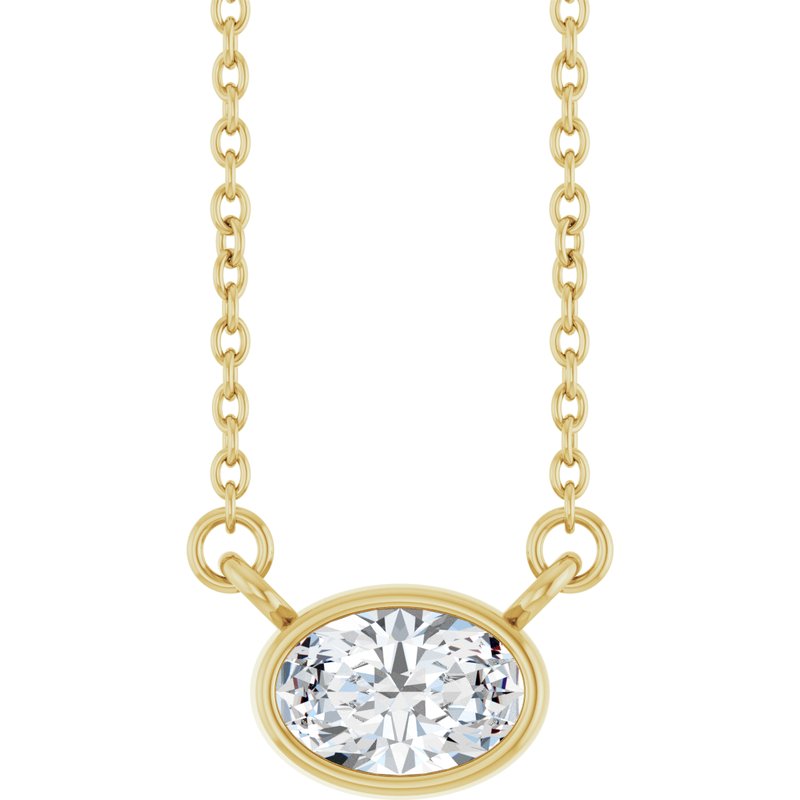 Bezel-Set Solitaire Necklace — Diamond 18"