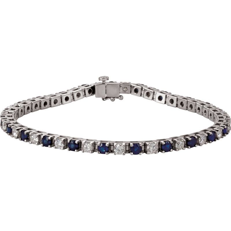 Natural Blue Sapphire & 2 3/8 ctw Natural Diamond Line 7″ Bracelet