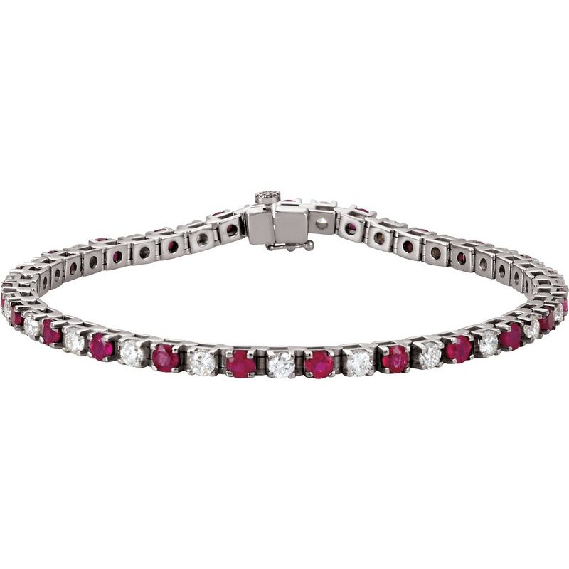 Line Bracelet — Natural Ruby & 2 ctw Natural Diamond 7″