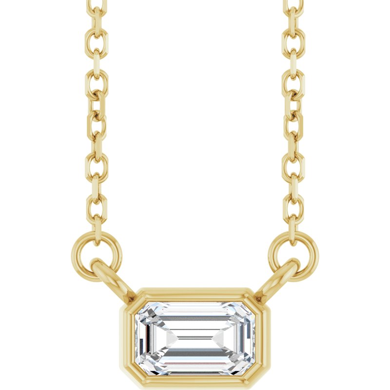 Bezel-Set Solitaire Necklace — 18″