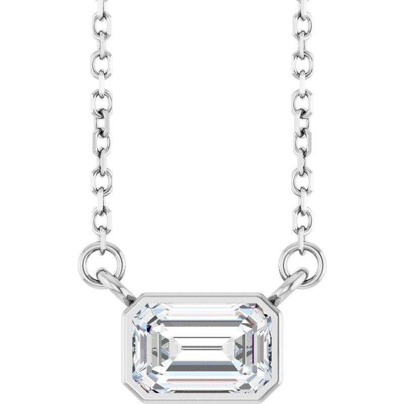 Bezel-Set Solitaire Necklace — 18″