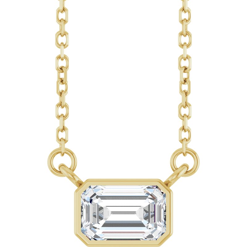 Bezel-Set Solitaire Necklace — 18″