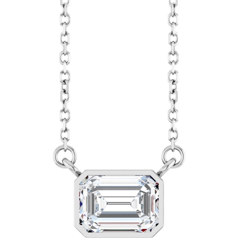Bezel-Set Solitaire Necklace — 18″