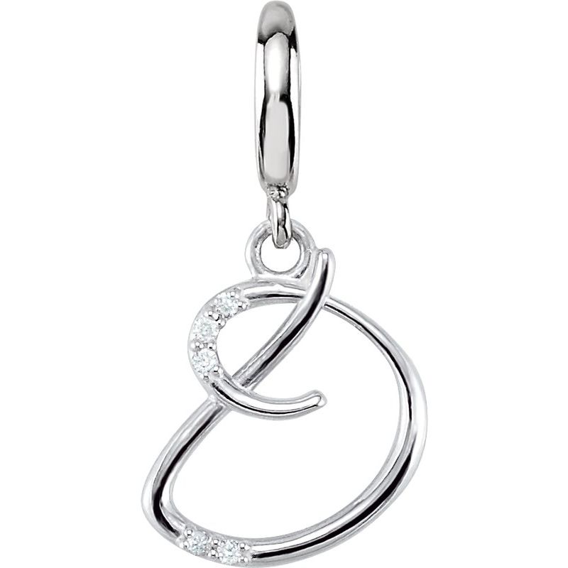 Accented Initial Charm/Pendant — Script .03 ctw Natural Diamond