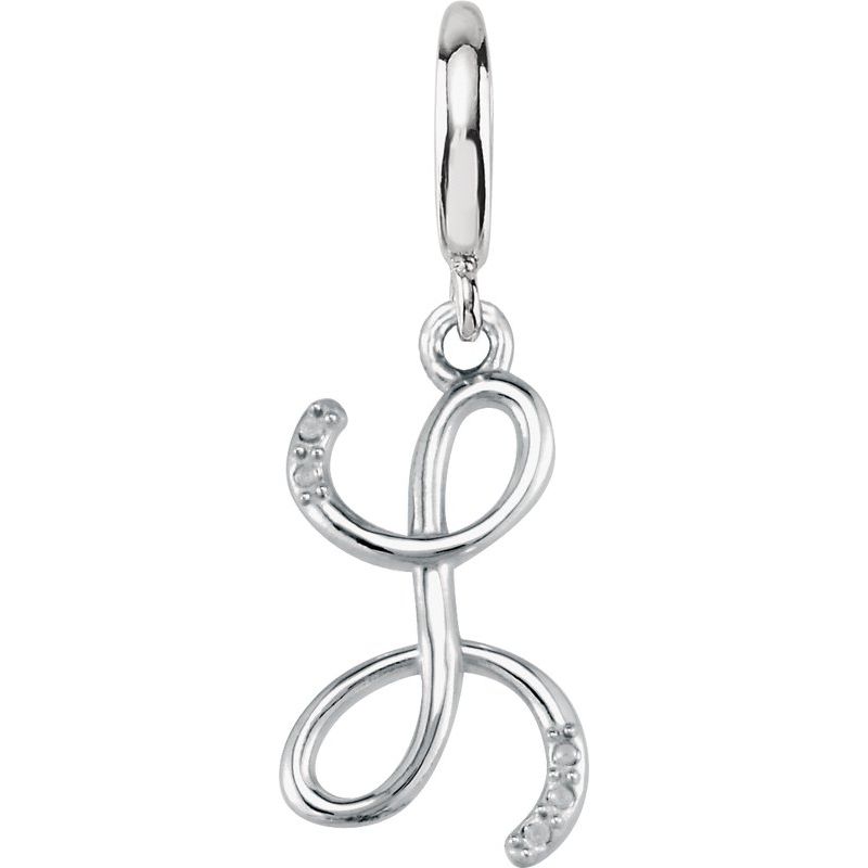 Accented Initial Charm/Pendant — Script .03 ctw Natural Diamond