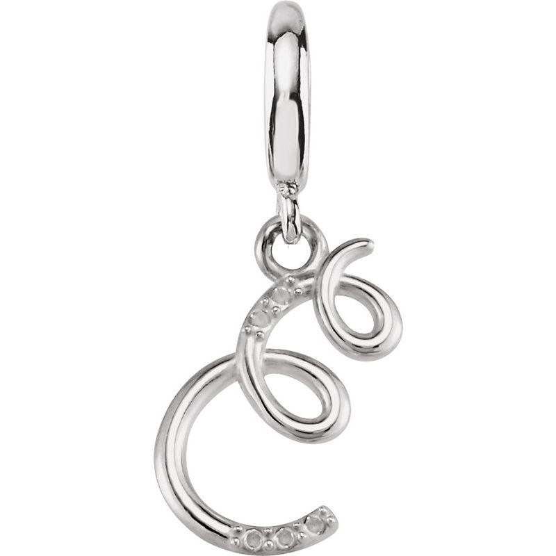 Accented Initial Charm/Pendant — Script .03 ctw Natural Diamond