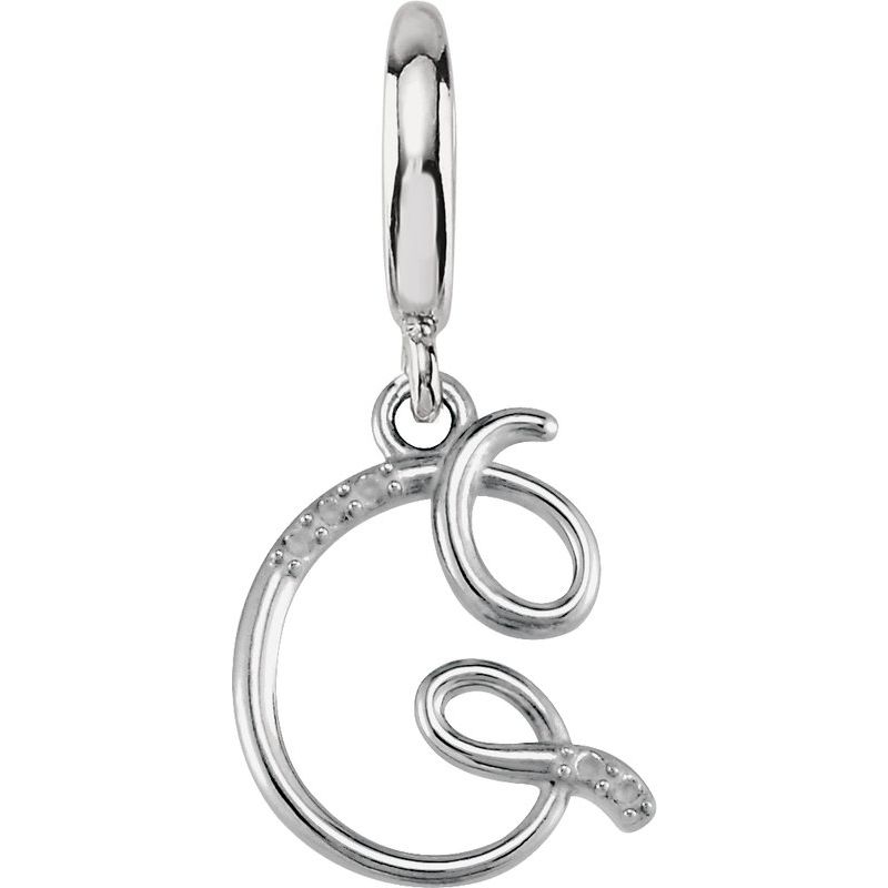 Accented Initial Charm/Pendant — Script .03 ctw Natural Diamond